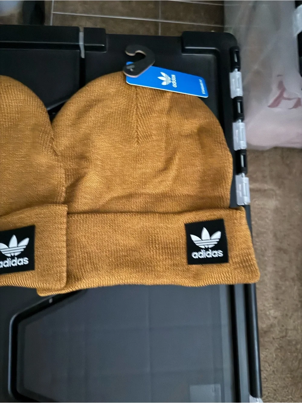 adidas Mustard Fold-Over Beanie with Trefoil Patch